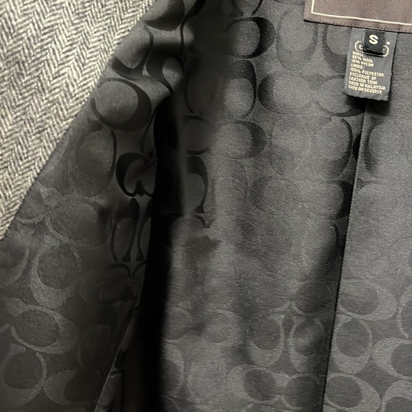 Coach Long Wool Herringbone Coat, Gray, Small - Picture 10 of 13